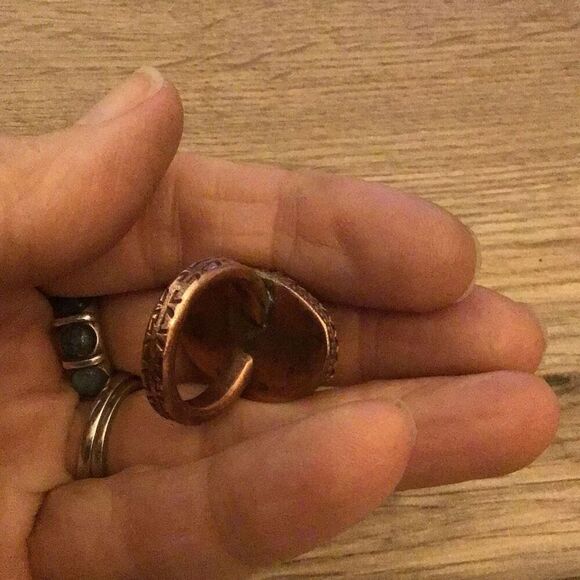 Ring, Agate and Copper Ring, Natural Stone, size 8, Handmade, Artisan, Statement - Picture 7 of 9
